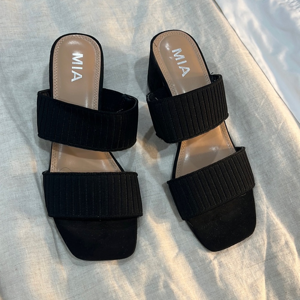 Black Mule Sandals Double Strap